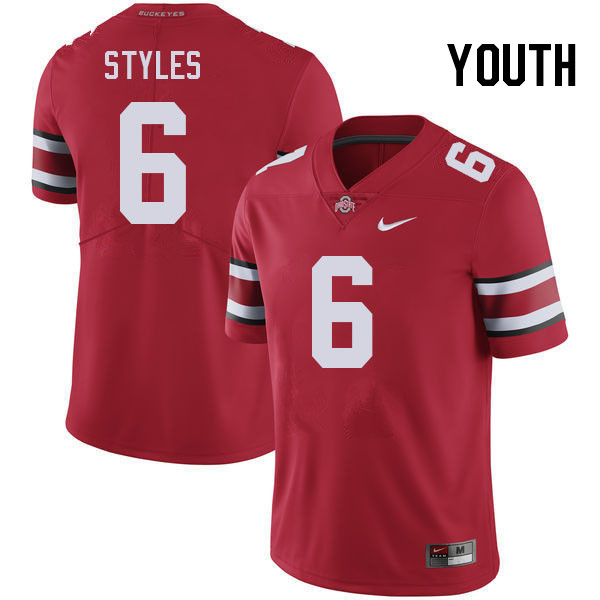 Ohio State Buckeyes Sonny Styles Youth #6 Red Authentic Stitched College Football Jersey